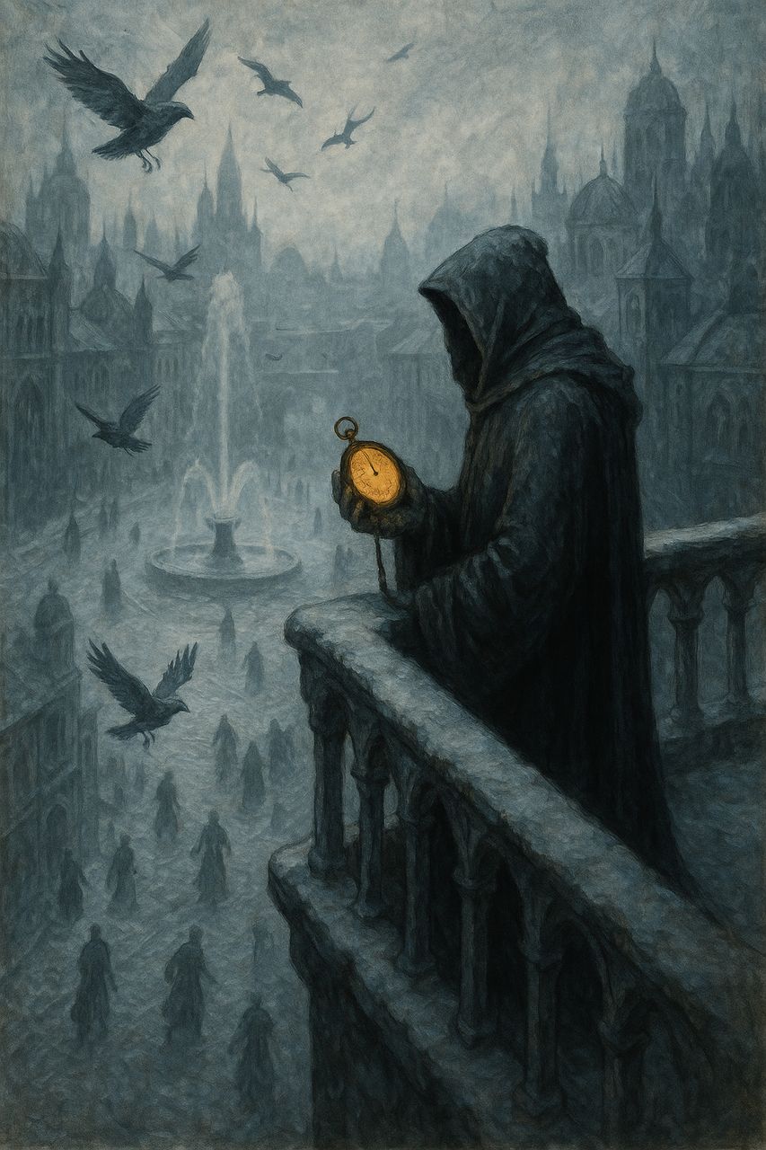 A Horologist overlooking a frozen city